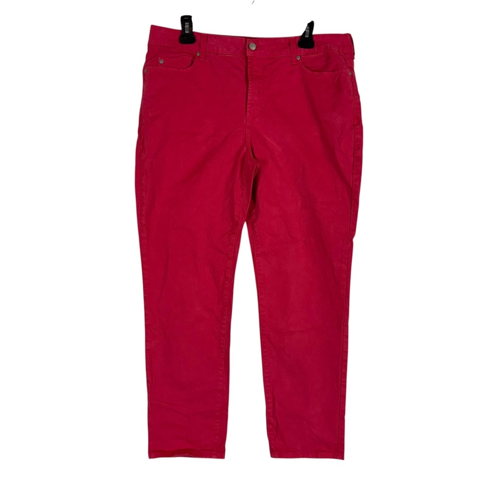 NYDJ Jeans Womens 14W Red High Rise Straight Lift Tuck Shaping Stretch Denim